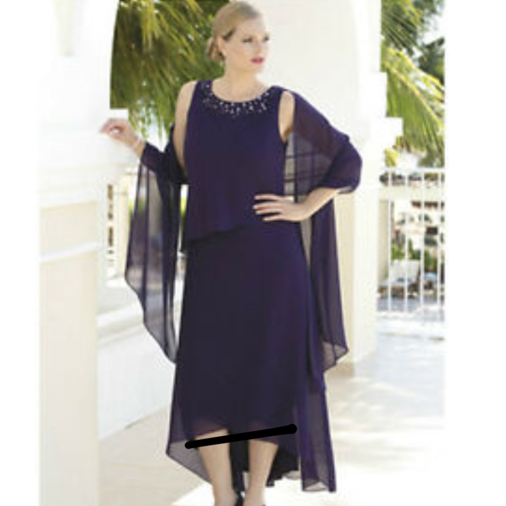 Ulla Popken Chic Cascade Layered Dress and Wrap